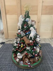 Rare Retired Danbury Mint English Bulldog Lighted Christmas Tree.