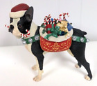 Danbury Mint Christmas Boston Terrier Santa Dog Large Figure Sculpture 9”x9”