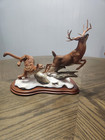 Vtg Danbury Mint Nick Bibby Hot Pursuit Sculpture Mountain Lion Deer Wood Base