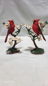 Pair Of Danbury Mint Collection Springtime Music Cardinal Bird Figurine Bob Guge