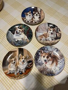 Danbury Mint Pembroke Welsh Corgi Plates Lot Of 5 EUC