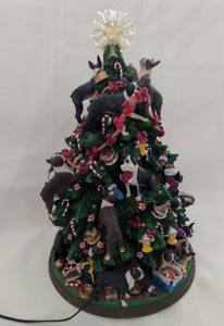 The Danbury Mint Boston Terrier Lighted Christmas Tree w/ Star Topper