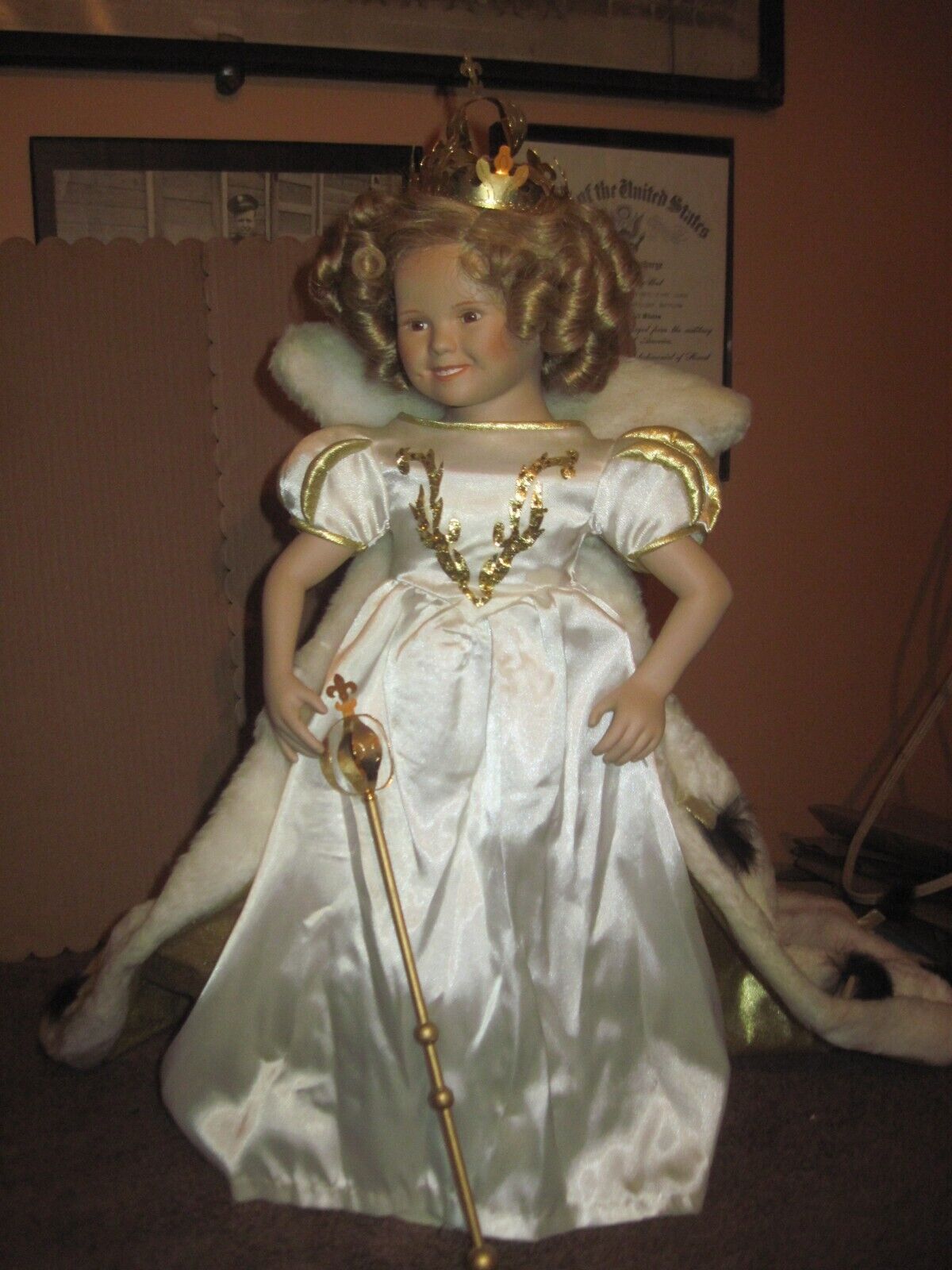 Danbury Mint Shirley Temple Porcelain 18" Little Princess Doll w/Stand & More