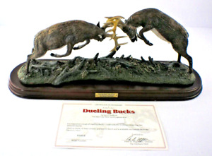 Vintage Danbury Mint Dueling Bucks by James Stafford Includes COA & Plaque