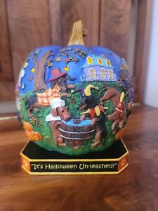 DANBURY MINT Dachshund Howl-Oween Lighted Pumpkin