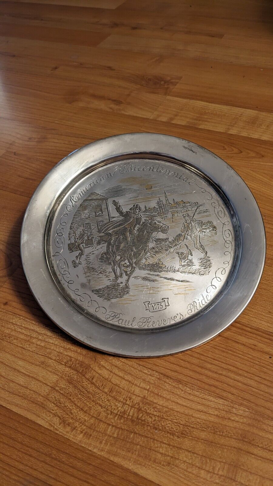 Danbury Mint Bicentennial Silver & 24K Gold Paul Revere's Ride Plate