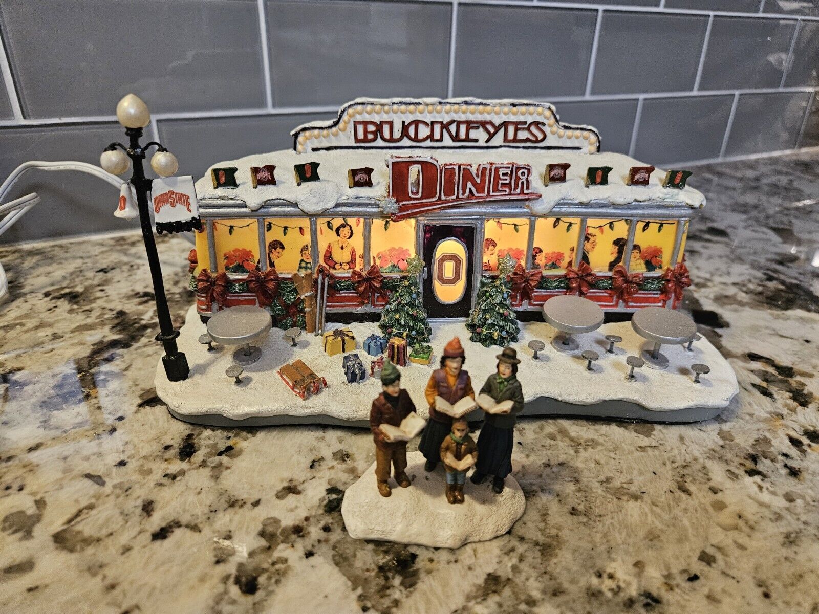 Danbury Mint Ohio State Buckeyes OSU Christmas Village Diner Restaurant
