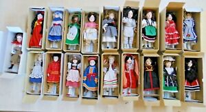 19 Danbury Mint Porcelain Dolls of the World Collection Lot w/Boxes & COAs