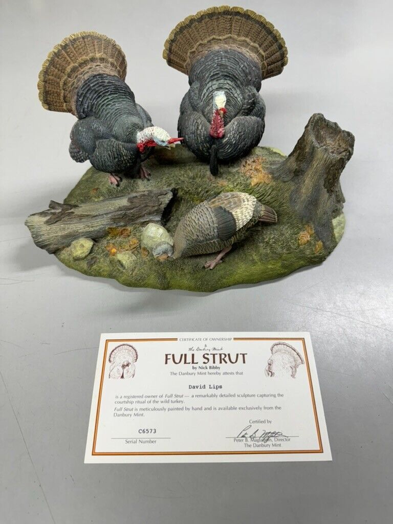 Full Strut Turkey Sculpture Figurine by Nick Bibby Danbury Mint Realistic