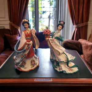 2 Lot Danbury Plum Blossom Princess & Rose Princess Figurines Lena Liu Mint
