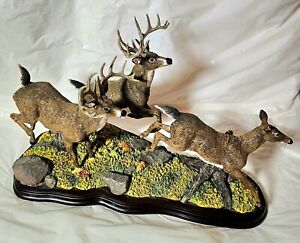 Danbury Mint Whitetail Deer Staute Sculpture “Woodland Chase”