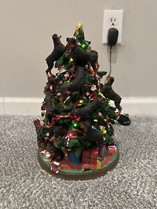 Danbury Mint Rottweiler Christmas Tree Canine Dog Holiday Lighted 12" Damaged