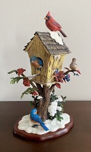 The Danbury Mint WINTER HARMONY Birdhouse Sculpture Bob Guge, TRULY RARE HTF **