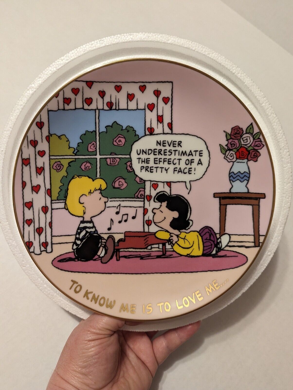 Vintage Danbury Mint: Peanuts "To Know Me Is To Love Me” Collector Plate 8"