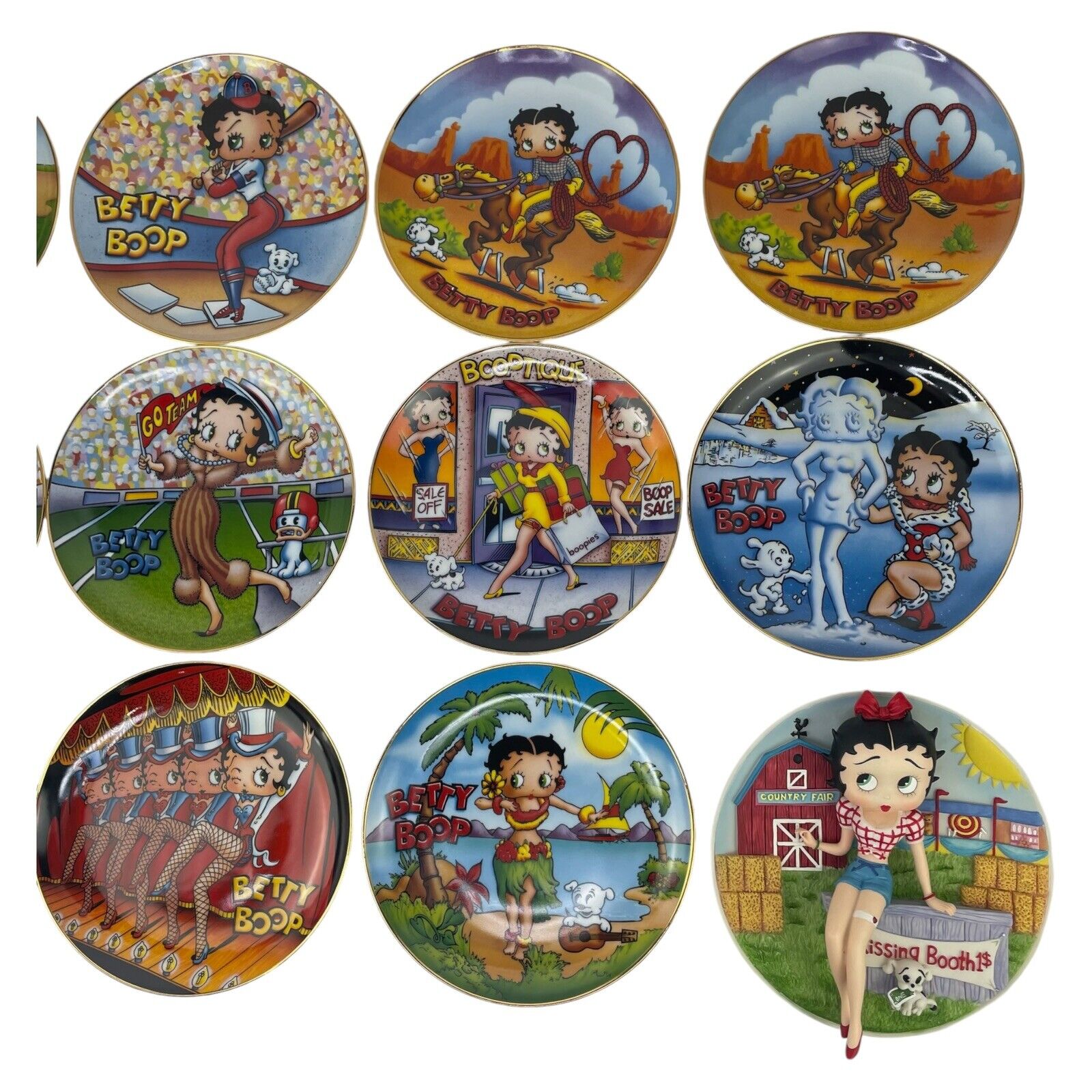 Lot of 12 Betty Boop Collector Plates Danbury Mint