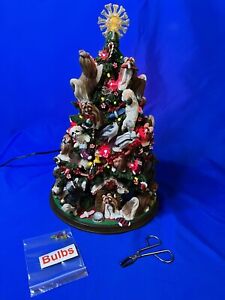 Retired Danbury Mint Shih Tzu Dog Christmas Tree Lighted Figurine