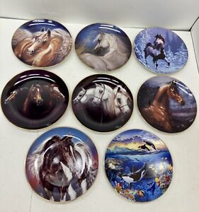 Susie Morton Noble & Free Danbury Mint Set 8 Collectable Horse & Orca Plates 8"