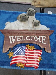 Danbury Mint Collectibles Pug:  PUG^^ WELCOME SIGN  HOLY-GRAIL *****