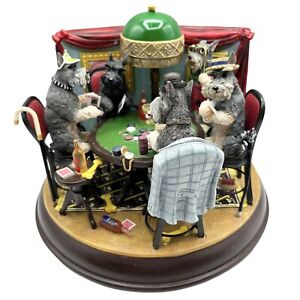 Rare Danbury Mint Poker Playing Miniature Schnauzers Dog Animal Pet Sculpture