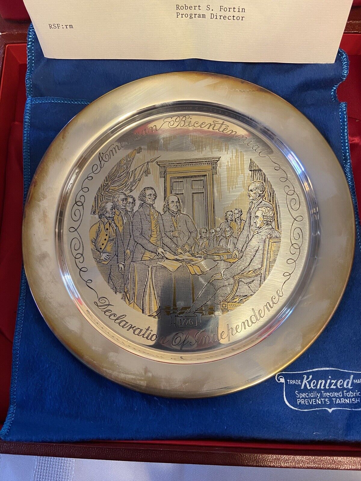 1976 Danbury Mint American Bicentennial Plate - Declaration of Independence