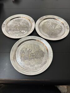 New ListingSet of 3 Plates 24K gold on Sterling Silver Danbury Mint Bicentennial Series