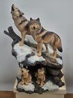 DANBURY MINT WILDERNESS CALL , SCULPTURE BY NICK BIBBY Pack Of Wolves With Cubs