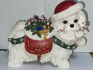 Danbury Mint Christmas Bichon Frise Santa Dog Statue Retired Maltese (no box)