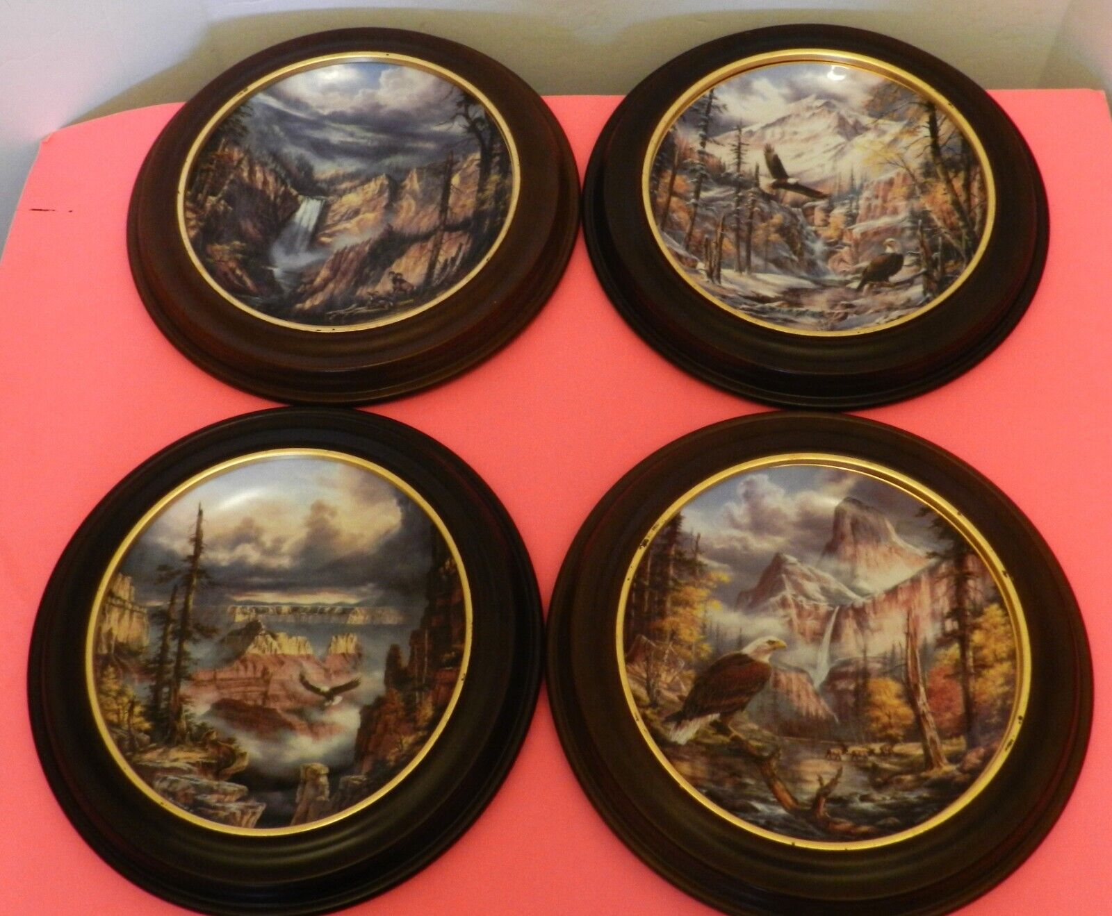 Danbury Mint God Bless America Series Framed Collector Plates, 4 different, NICE