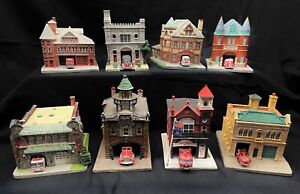 Complete set of 8 of the Danbury Mint Classic American Firehouses Collection