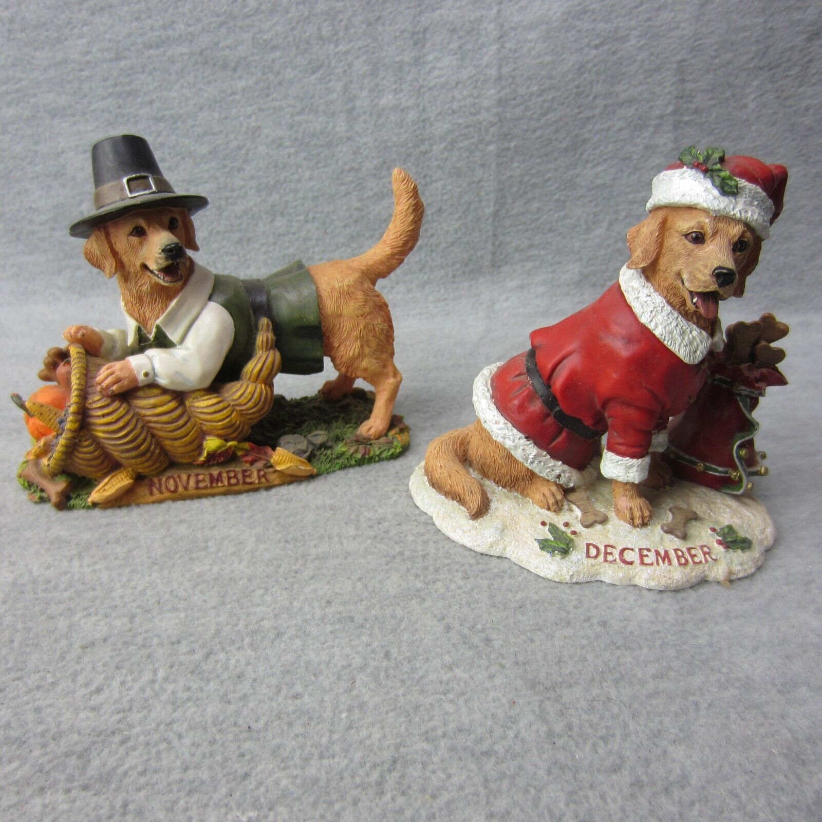 Danbury Mint November & December Golden Retriever Perpetual Calendar Dog Lot