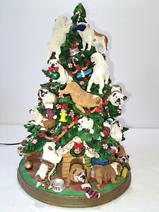 Retired The Danbury Mint English Bulldog Lighted Christmas Tree *Missing Star*