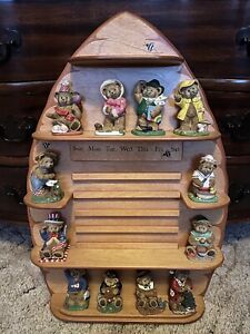 DANBURY MINT Teddy Bear Figurines Perpetual Calendar Wooden Beehive Display 2004