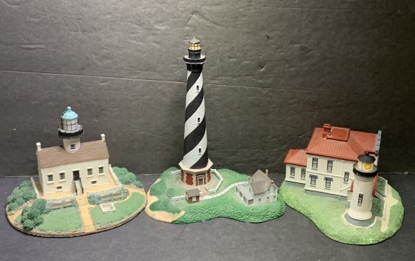 The Danbury Mint Cape Hatteras Admiralty Head Old Point Loma Lighthouse Lot of 3