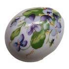 Porcelain Egg Trinket Box Danbury Mint Easter Violets Spring Flower 1980 Vintage