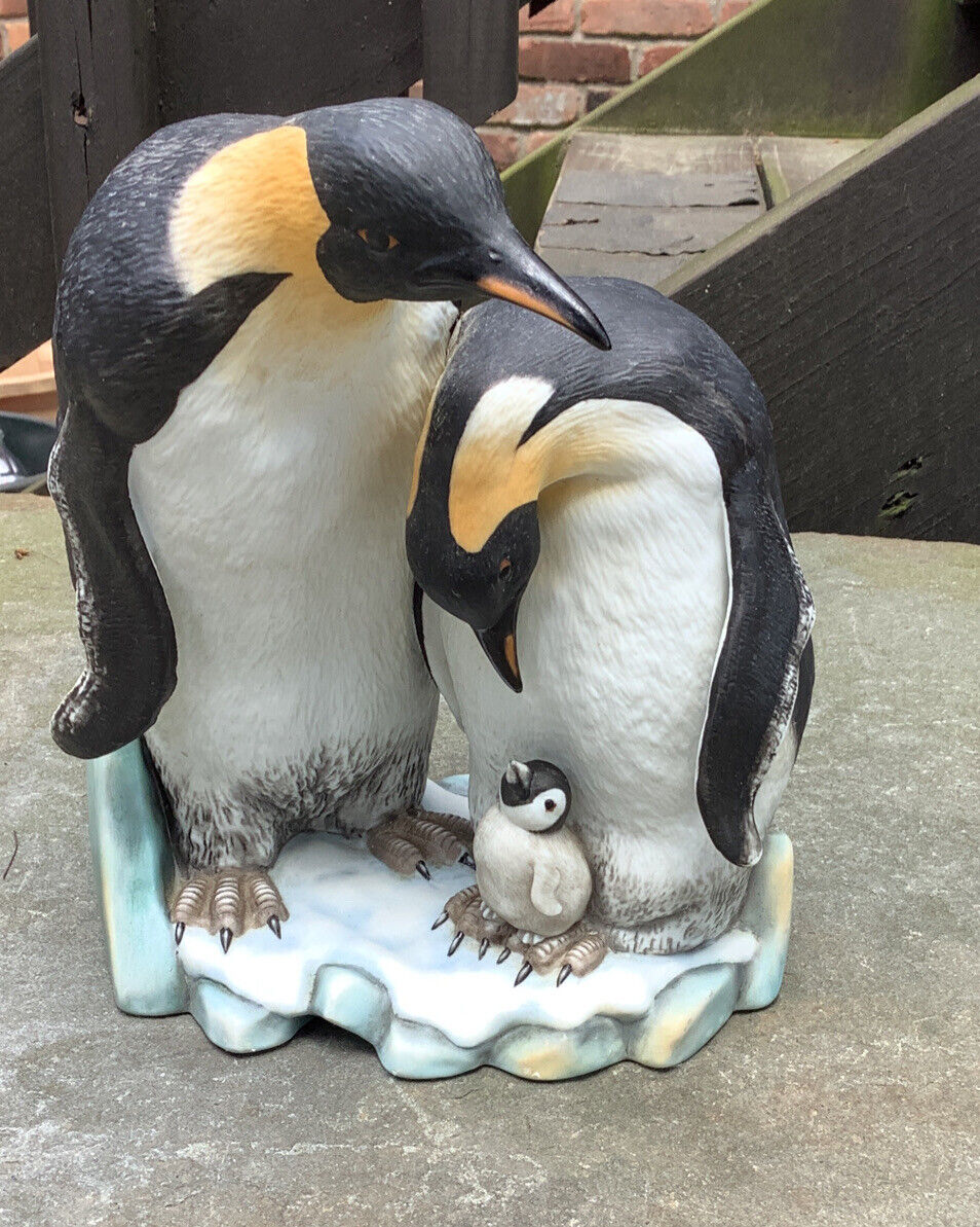 RARE: EMPEROR PENGUINS BY KATSUMI ITO-DANBURY MINT FIGURINE-MOMMY DADDY & BABY