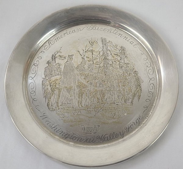American Bicentennial Washington At Valley Forge 1777 Sterling Silver Plate 240g