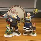 Danbury Mint Santa and Mrs. Claus Notre Dame Fight Irish Figurines NCAA Set HTF