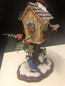 The Danbury Mint WINTER HARMONY Birdhouse Sculpture Bob Guge, RARE