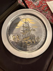 Danbury Mint The Boston Tea Party 1773 Sterling Silver 24k Gold Collectors Plate