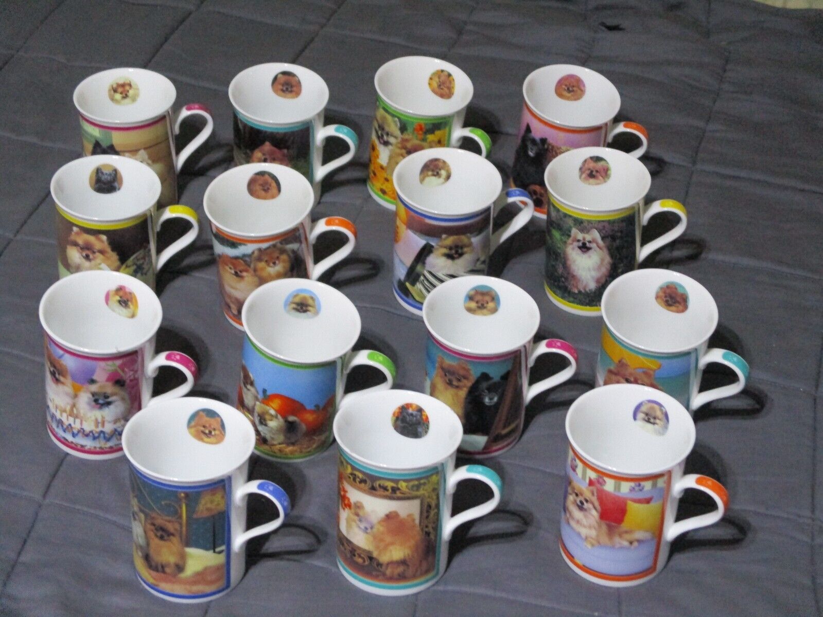 Danbury Mint Elegant Yorkies Porcelain Collector Mugs Yorkshire Terrier 15 Cups