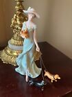Danbury Mint Porcelain Figurine Lady w Dachshund SPRINGTIME STROLL