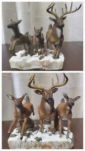 Lot of 2 Brand New in Boxes Danbury Mint Bob Travers Deer Sculpture Figurines