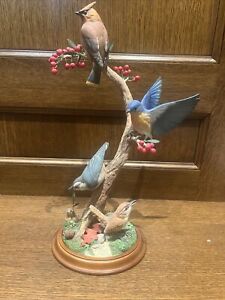 Vintage Danbury Autumn Symphony Bob Guge Birds Large Statue 16" Bird Branch Art