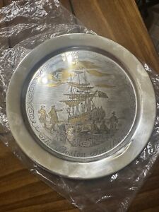 VINTAGE DANBURY MINT STERLING SILVER BOSTON TEA PARTY-1776 PLATE IN BOX