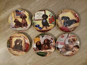 LOT OF 6 Dachshund Dog Collector Plates Christopher Nick The Danbury Mint A7988