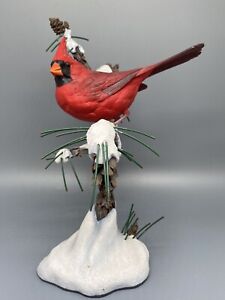 Vintage Danbury Mint Bob Guge WINTER'S JEWEL Red Cardinal in Snow Pine Tree