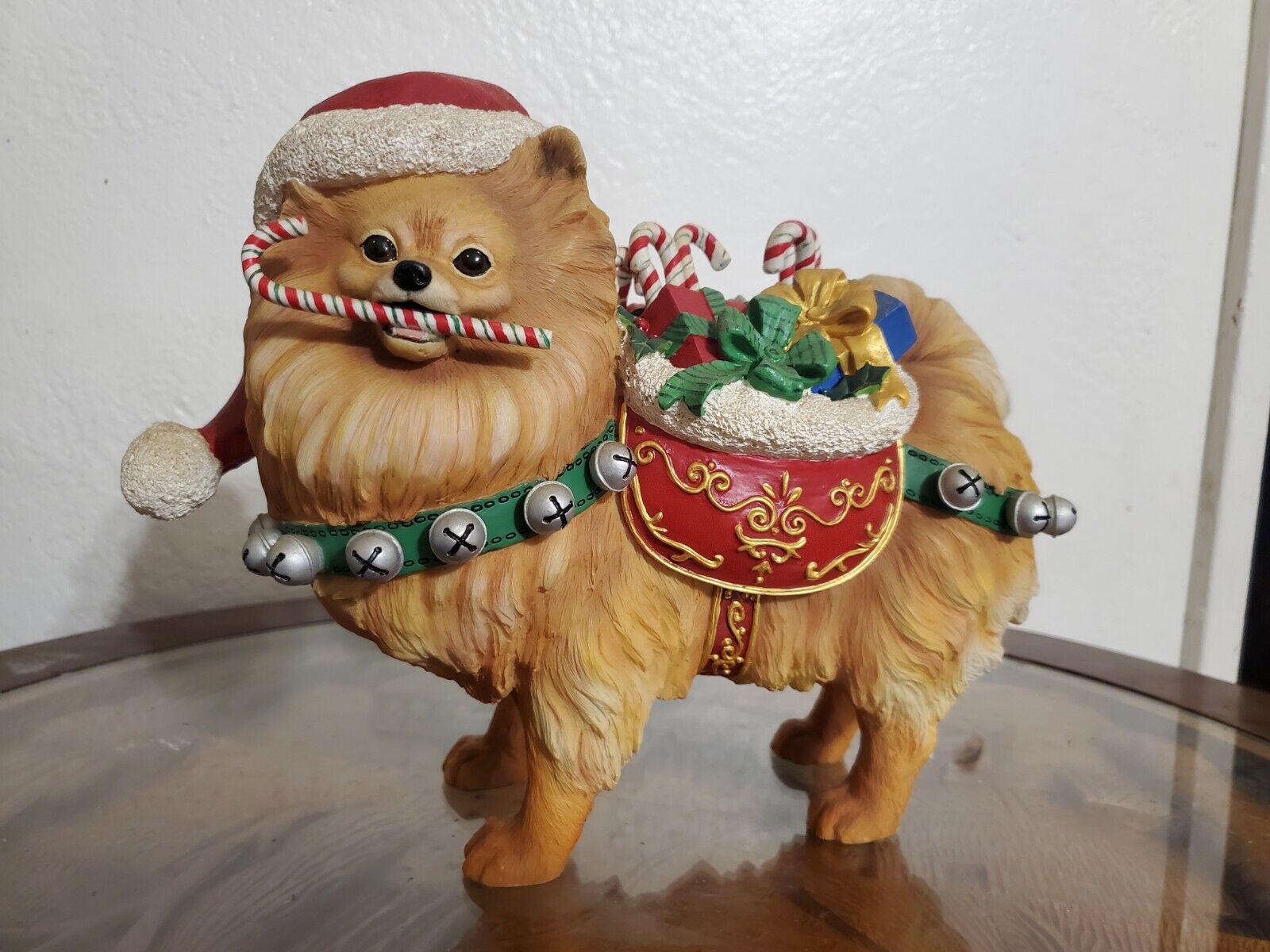 VTG DANBURY MINT CHRISTMAS POMERANIAN SANTA DOG FIGURE