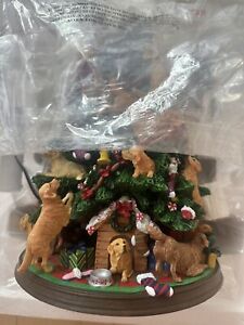Danbury Mint Golden Retriever Dog Christmas Tree Lights Up Excellent