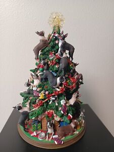 Boston Terrier Dog Christmas Tree Lighted Figurine Vintage Danbury Mint Decor