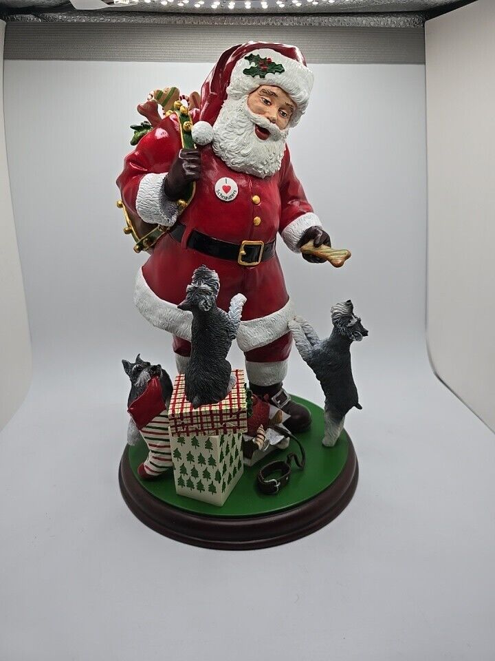 HTF Danbury Mint Santas Schnauzers Christmas Figurine Dogs Collectible Rare
